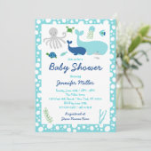 Blue Under The Sea Baby Shower Invitation (Standing Front)