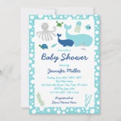 Blue Under The Sea Baby Shower Invitation (Front)