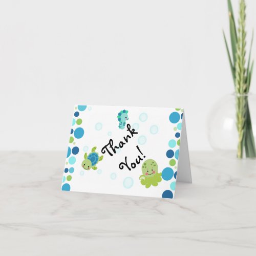 Blue under the sea baby shower thank you cards