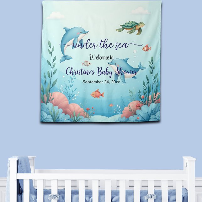 Blue Under the Sea Baby Shower Welcome Backdrop (Creator Uploaded)