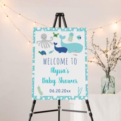 Blue Under The Sea Baby Shower Welcome Foam Board