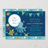 Blue Under the Sea Birthday Invitation