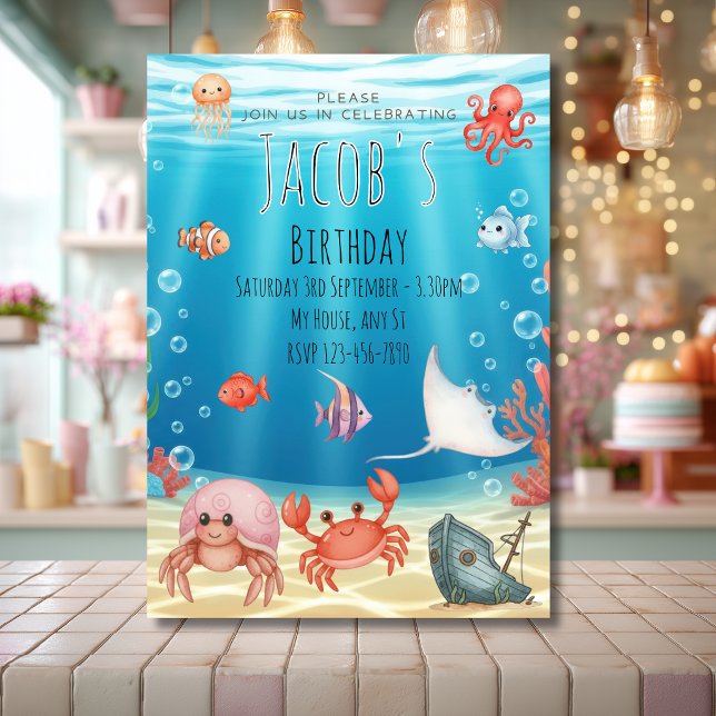 Blue Under the Sea birthday Invitation (Creator Uploaded)