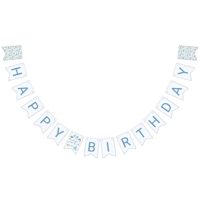 Blue Under The Sea Birthday Party Decor  Bunting Flags (All)
