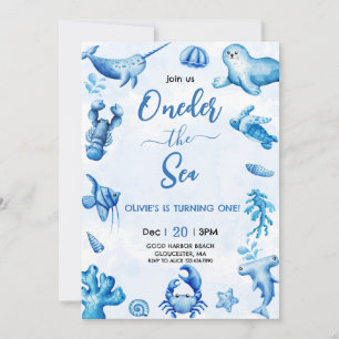 Blue Under the Sea Boy Birthday Invitation