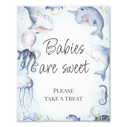 Blue Under the Sea Boys Baby Shower Table Sign