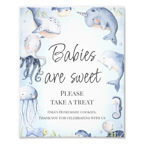 Blue Under the Sea Boys Baby Shower Table Sign