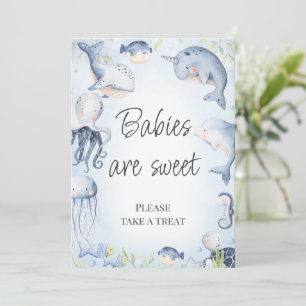 Blue Under the Sea Boys Baby Shower Table Sign Invitation