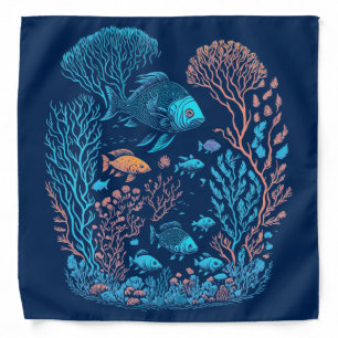 Blue Under The Sea Coral Reef Bandana