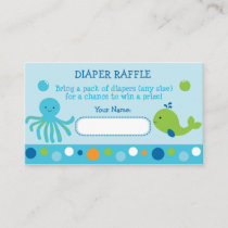 Blue Under The Sea Diaper Raffle Tickets Enclosure Card