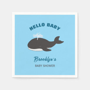 Blue Under The Sea Hello Baby Shower Gray Whale Napkins