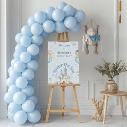 Blue Under the Sea Mermaid Birthday Party Welcome Foam Board