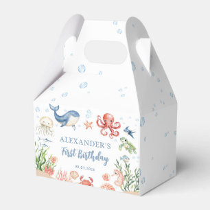 Blue Under The Sea Ocean Animals Birthday Favor Boxes
