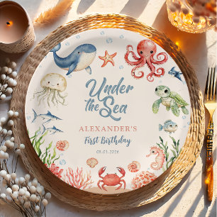 Blue Under The Sea Ocean Animals Birthday  Paper Plates