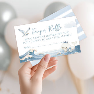 Blue Under the Sea Ocean Baby Boy Diaper Raffle Enclosure Card