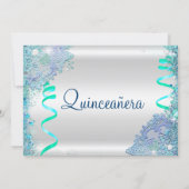 Blue Under The Sea Quinceanera 15th Birthday Party Invitation (Back)