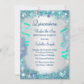 Blue Under The Sea Quinceanera 15th Birthday Party Invitation (Front)