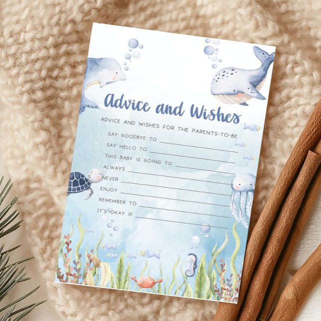 Blue Under the Sea Shower Advice and Wishes Game (Under the Sea Baby Shower Game)