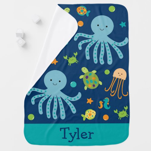 Blue Under The Sea Stroller Blanket