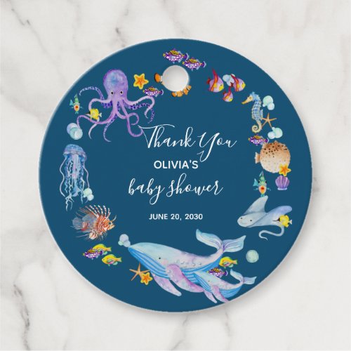 Blue Under the Sea Thank You Baby Shower Favor Tags