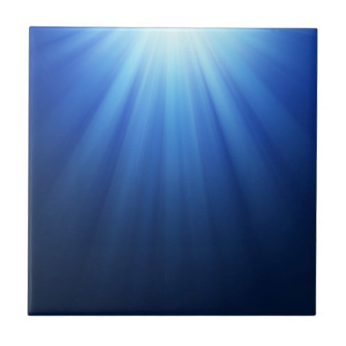 Blue Underwater Sun Rays Ceramic Tile