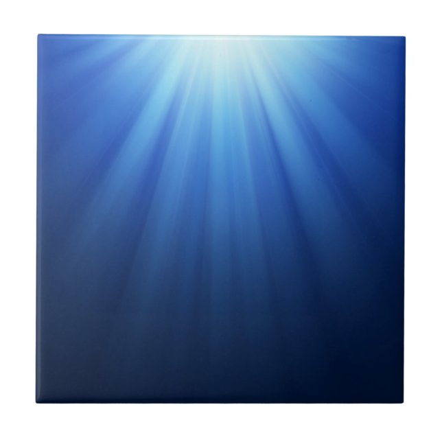 Blue Underwater Sun Rays Ceramic Tile (Front)