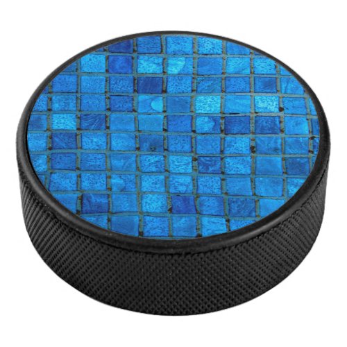 Blue Underwater Tiles Hockey Puck