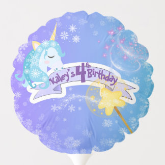 Blue Unicorn Birthday Balloon Small