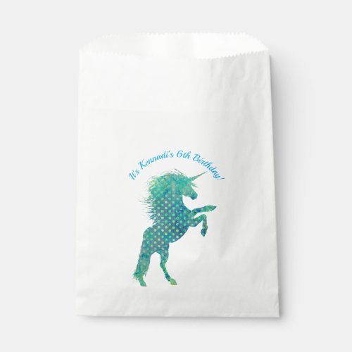 Blue Unicorn Birthday Favor Bag