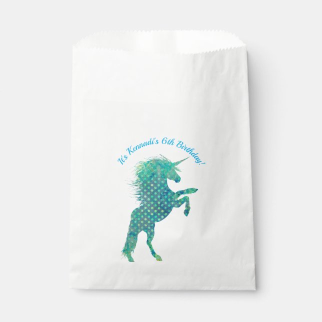 Blue Unicorn, Birthday Favor Bag (Front)