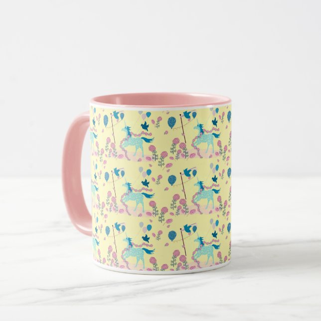 Blue Unicorn Celebrating Her Birthday 2 Mug (Front Left)