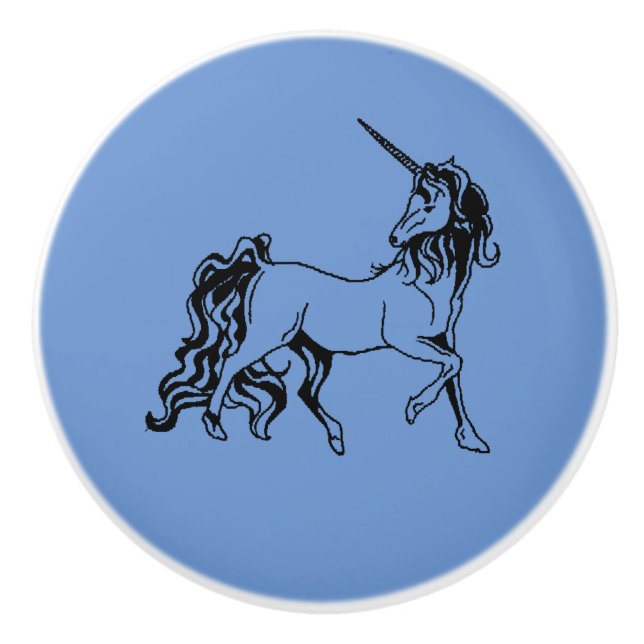 Blue Unicorn Ceramic Knob (Front)