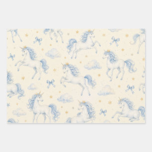 Blue Unicorn Christmas Wrapping Paper