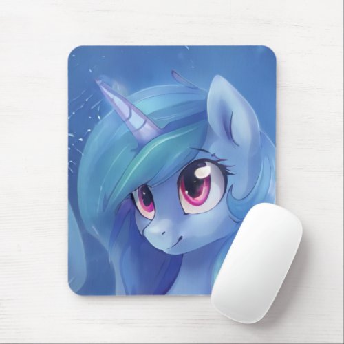 Blue Unicorn Cute Pony Waifu Kawa Anime Mouse Pad