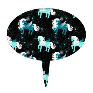 Blue Unicorn Horse Universe Star Constellation Cake Topper