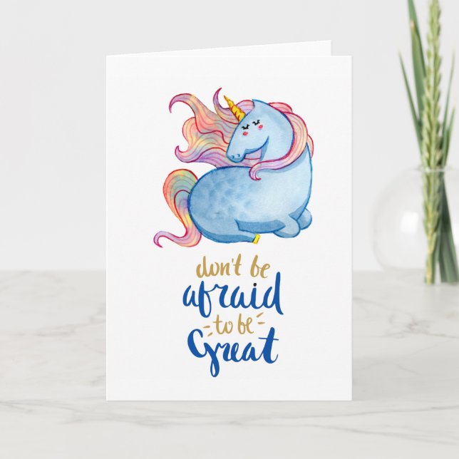 Blue Unicorn Inspirational Quote Card (Front)
