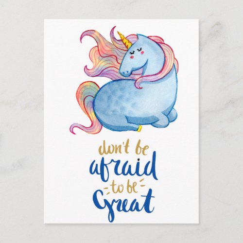 Blue Unicorn Inspirational Quote Postcard