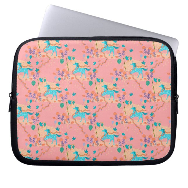 Blue unicorn   laptop sleeve (Front)