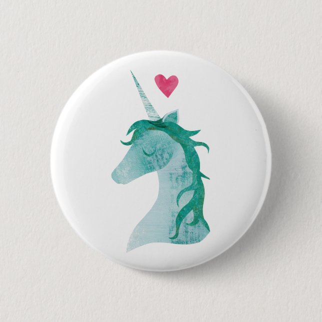 Blue Unicorn Magic with Heart Button (Front)