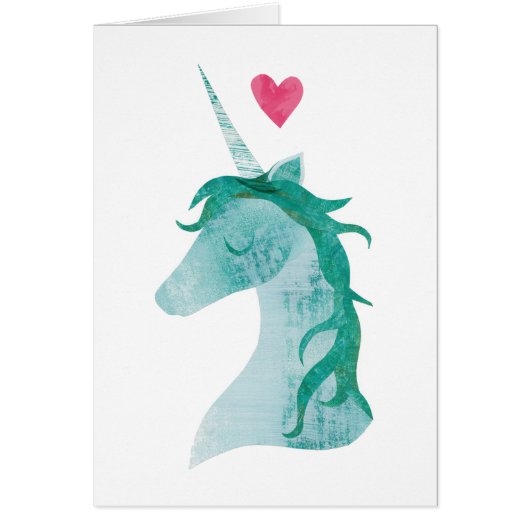 Blue Unicorn Magic with Heart Cards (Front)
