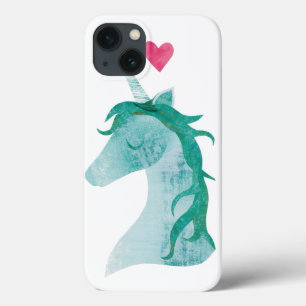 Blue Unicorn Magic with Heart iPhone 13 Case