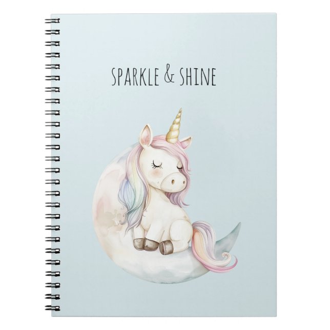 Blue Unicorn on Cloud Notebook (Front)