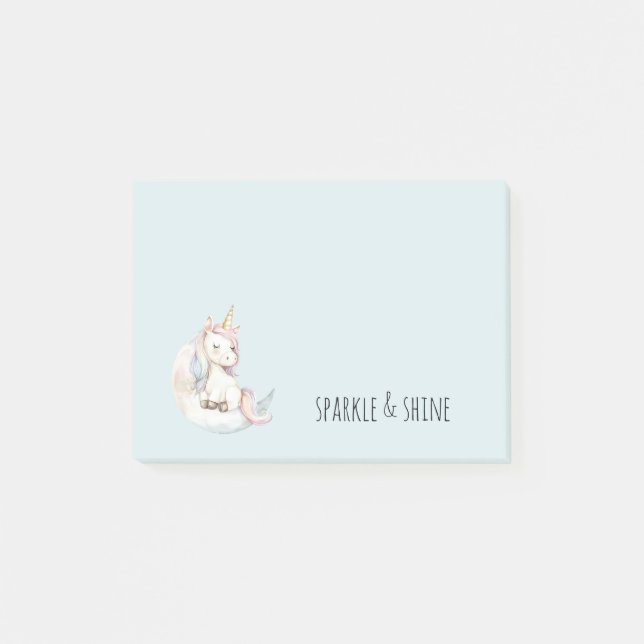 Blue Unicorn on Cloud Post-it Notes (Front)