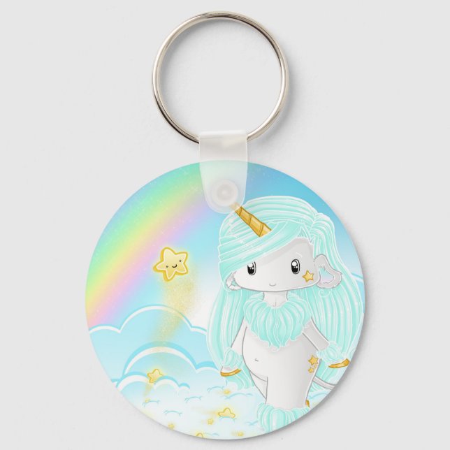 Blue Unicorn Po Keychain (Front)