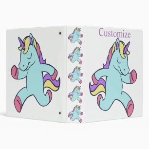 Blue Unicorn Running Thunder_Cove 3 Ring Binder