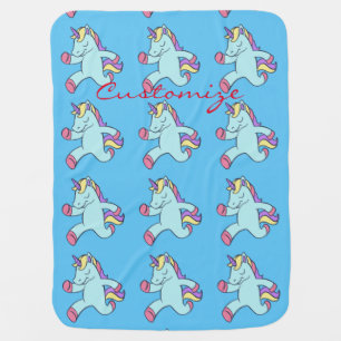 Blue Unicorn Running Thunder_Cove Baby Blanket
