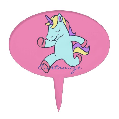 Blue Unicorn Running Thunder_Cove Cake Topper