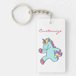 Blue Unicorn Running Thunder_Cove Keychain