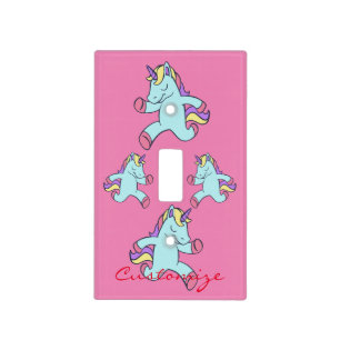 Blue Unicorn Running Thunder_Cove Light Switch Cover