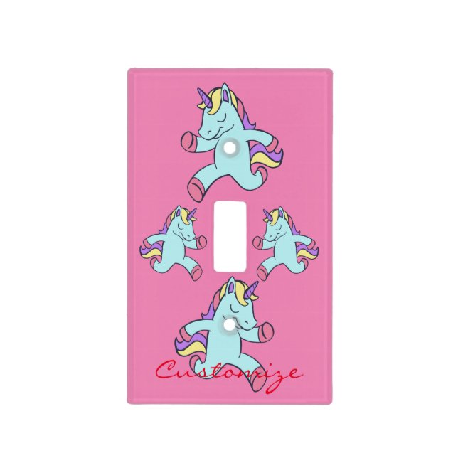 Blue Unicorn Running Thunder_Cove Light Switch Cover (Front)